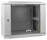 Intellinet 19" Network Cabinet - Wall Mount (Standard), 9U, 600mm Deep, Grey, Assembled, Max 60kg, Suitable also for use on desk or floor, Usable Depth 500mm, Metal & Glass Door, Back Panel, Removeable Sides, Parts for wall install (eg screws/rawl plugs)