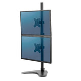 Fellowes Seasa Dual Stacking Monitor Arm - Freestanding Monitor Mount for 8KG 32 inch Screens - Ergonomic Adjustable Monitor Arm - Tilt 45° Pan 120° Rotation 360°, VESA 75 x 75/100 x 100 - Black