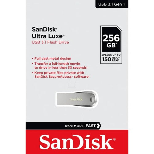 SanDisk Ultra Luxe USB flash drive 256 GB USB Type-A 3.2 Gen 1 (3.1 Gen 1) Silver