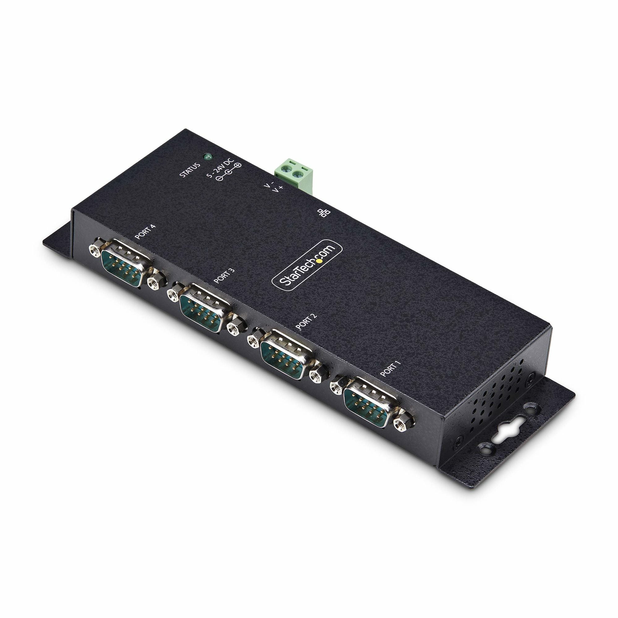 StarTech.com 4-Port Serial to Ethernet Adapter, IP Serial Device Server For Remote RS232 Devices, Wall/DIN Rail Mountable, Metal Housing, RJ45 LAN to DB9 Serial Converter  - Computer Components - StarTech.com