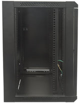 Intellinet 19" Network Cabinet - Wall Mount (Standard), 12U, 450mm Deep, Black, Flatpack, Max 60kg, Suitable also for use on desk or floor, Usable Depth 270mm to 350mm, Metal & Glass Door, Back Panel, Removeable Sides,Parts for wall installation not inclu