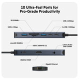 HYPER HD4005GL interface hub USB 3.2 Gen 1 (3.1 Gen 1) Type-C 10000 Mbit/s Blue, Grey