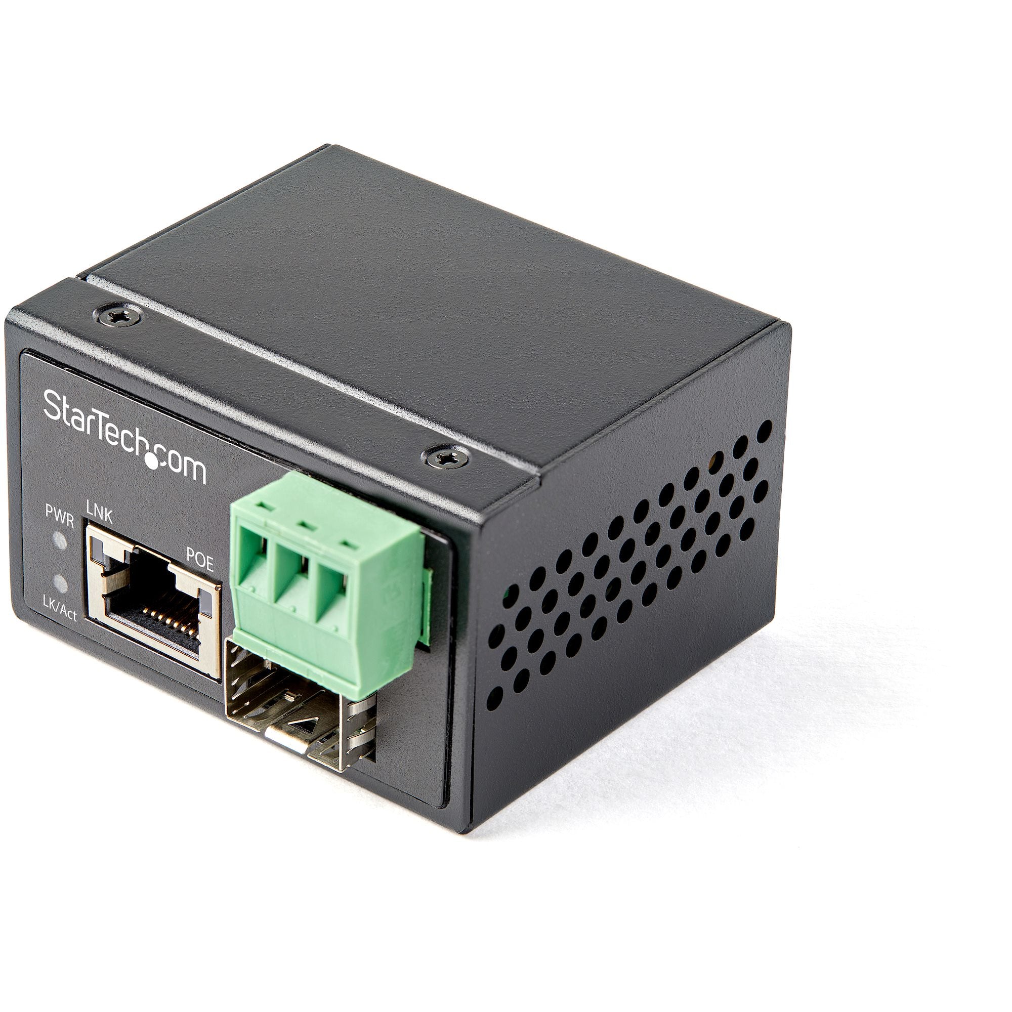 PoE+ Industrial Fiber to Ethernet Media Converter 30W - SFP to RJ45 - Singlemode/Multimode Fiber to Copper Gigabit Ethernet - Mini/Compact Size - IP-30/ -40 to +75C