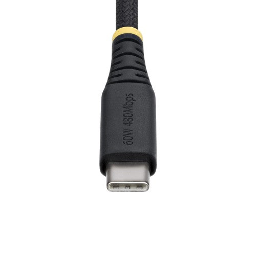 StarTech.com 30cm (1ft) USB-C Charging Cable, 60W (3A) PD, Dual-Layer Braided Nylon/TPE Jacket, Rugged USB C Charging Cord, USB 2.0 Laptop Charger Cable