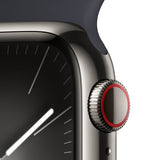 Apple Watch Series 9 GPS + Cellular 41mm Graphite Stainless Steel Case w/ Midnight Sport Band - S/M