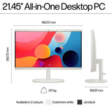 HP 22-dg0007na Intel® Celeron® N100 54.5 cm (21.4") 1920 x 1080 pixels All-in-One PC 8 GB DDR5-SDRAM 128 GB Flash Windows 11 Home Wi-Fi 6 (802.11ax) White