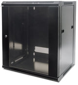 Intellinet 19" Network Cabinet - Wall Mount (Standard), 15U, 450mm Deep, Black, Flatpack, Max 60kg, Metal & Glass Door, Back Panel, Removeable Sides,Suitable also for use on desk or floor, Usable Depth 260mm to 350mm, Parts for wall installation not inclu