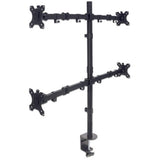Manhattan Quad Desk Mount for TV & Monitors, For screens 10" to 27", Stand or Clamp Assembly, VESA compatibility: 75x75 and 100x100mm - check the dimensions of the four mounting holes on back of screen to ensure it fits, Max 8kg (each), Black, Bracket