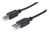 Manhattan USB-A to USB-B Cable, 5m, Male to Male, 480 Mbps (USB 2.0), Hi-Speed USB, Black, Lifetime Warranty, Equivalent to USB2HAB5M.