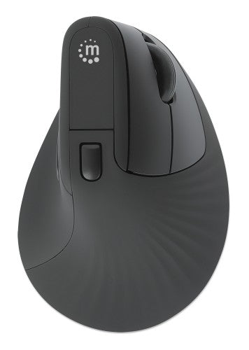 Manhattan Ergonomic Vertical Wireless Mouse (Right Handed), Black, Adjustable 800/1200/1600dpi, 2.4Ghz (effective range up to 10m), Six Button with Scroll Wheel, Nano USB-A receiver, AA battery (included), Three Year Warranty
