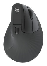 Manhattan Ergonomic Vertical Wireless Mouse (Right Handed), Black, Adjustable 800/1200/1600dpi, 2.4Ghz (effective range up to 10m), Six Button with Scroll Wheel, Nano USB-A receiver, AA battery (included), Three Year Warranty