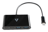 V7 USB-C Male to 2 x USB A Female, 2 x USB-C Female Hub USB 3.2 Gen1 5Gbps Black