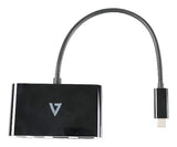 V7 USB-C Male to 2 x USB A Female, 2 x USB-C Female Hub USB 3.2 Gen1 5Gbps Black