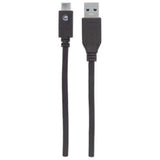 Manhattan USB-C to USB-A Cable, 1m, Male to Male, 10 Gbps (USB 3.2 Gen2 aka USB 3.1), 3A (fast charging), SuperSpeed+ USB, Black, Lifetime Warranty, Equivalent to USB31AC1M
