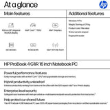 HP ProBook 4 G1iR Intel Core 7 150U Laptop 40.6 cm (16") WUXGA 16 GB DDR5-SDRAM 512 GB SSD Wi-Fi 6E (802.11ax) Windows 11 Pro Silver