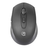 Manhattan MW6020 Wireless Mouse, Black, Adjustable 800/1200/1600dpi via top-mount push-button control, 2.4Ghz (effective range up to 10m), USB, Optical, Ambidextrous, Six Button with Scroll Wheel, USB-A nano receiver, AA battery (included)