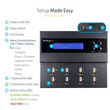 StarTech.com Standalone 1 to 7 USB Thumb Drive Duplicator and Eraser, Multiple USB Flash Drive Copier, System and File and Whole-Drive Copy at 1.5 GB/min, Single and 3-Pass Erase, LCD Display - TAA