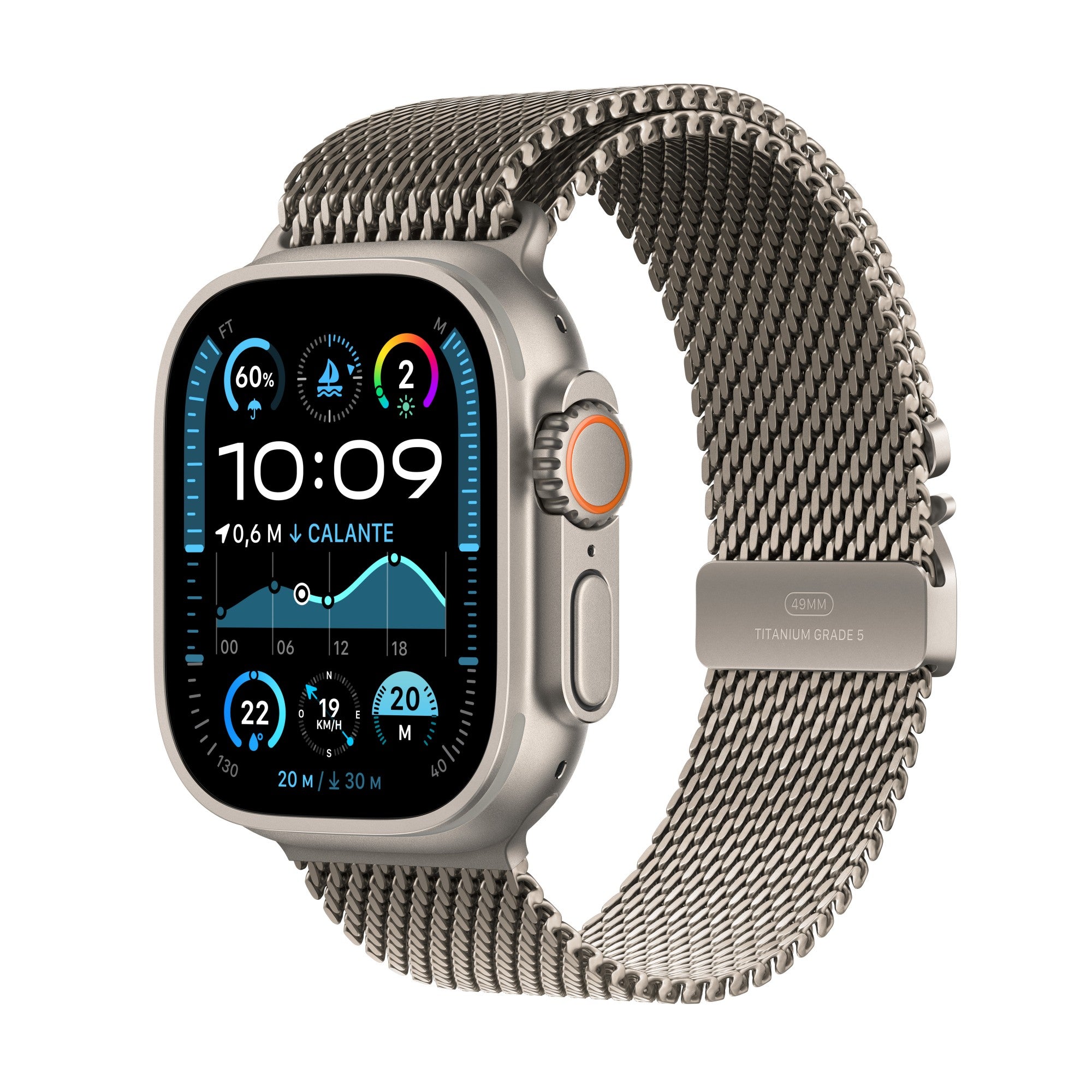 Watch Ultra 2 GPS + Cellular 49mm Natural Titanium Case with Natural Titanium Milanese Loop - M