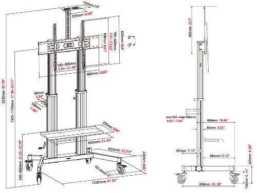 Vision VFM-F27 TV mount/stand 2.54 m (100") Black