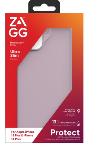 ZAGG Cases Manhattan Snap Apple iPhone 15 Plus/iPhone 14 Plus Lavender EN/FR