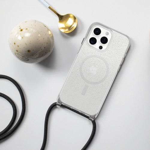 OtterBox React Series Necklace MagSafe for iPhone 15 Pro Max, Stardust (Clear Glitter)