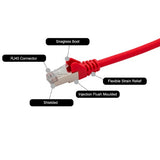 connektgear 3m RJ45 CAT6a SSTP Stranded Flush Moulded LS0H Network Cable - 26AWG - Red