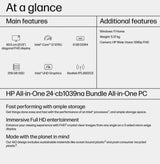 HP 24-cb1039na Intel® Core™ i3 i3-1215U 60.5 cm (23.8") 1920 x 1080 pixels All-in-One PC 8 GB DDR4-SDRAM 256 GB SSD NVIDIA GeForce MX450 Windows 11 Home Wi-Fi 5 (802.11ac) White