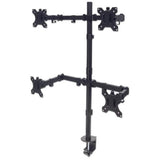 Manhattan Quad Desk Mount for TV & Monitors, For screens 10" to 27", Stand or Clamp Assembly, VESA compatibility: 75x75 and 100x100mm - check the dimensions of the four mounting holes on back of screen to ensure it fits, Max 8kg (each), Black, Bracket