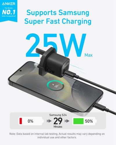 Anker USB-C Charger, 25W with USB-C Cable, Black