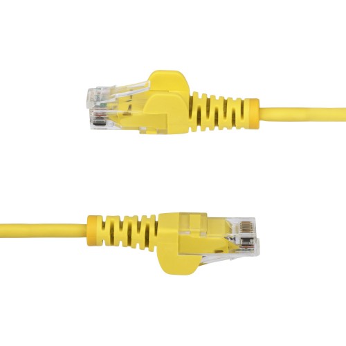 StarTech.com 3m Yellow Slim CAT6 Ethernet Cable, Snagless, 100W PoE, UTP, LSZH, 28AWG Pure Bare Copper Wire, Slim RJ45 Network Patch Cord w/Strain Reliefs, Fluke Tested