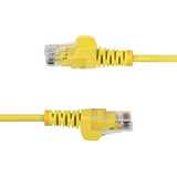 StarTech.com 3m Yellow Slim CAT6 Ethernet Cable, Snagless, 100W PoE, UTP, LSZH, 28AWG Pure Bare Copper Wire, Slim RJ45 Network Patch Cord w/Strain Reliefs, Fluke Tested