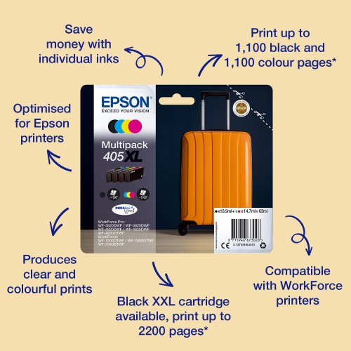 Epson C13T05H64010/405XL Ink cartridge multi pack Bk,C,M,Y high-capacity 18,9ml + 3x14,7ml Pack=4 for Epson WF-3820/7830