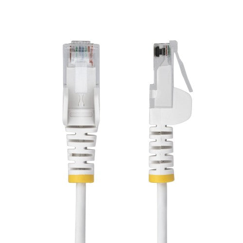 StarTech.com 50cm White Slim CAT6 Ethernet Cable, Snagless, 100W PoE, UTP, LSZH, 28AWG Pure Bare Copper Wire, Slim RJ45 Network Patch Cord w/Strain Reliefs, Individually Tested