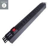 connektgear 3m 8 Way Horizontal Rack Mount Power Extension Block UK Plug to 8 x C13 Sockets - Black