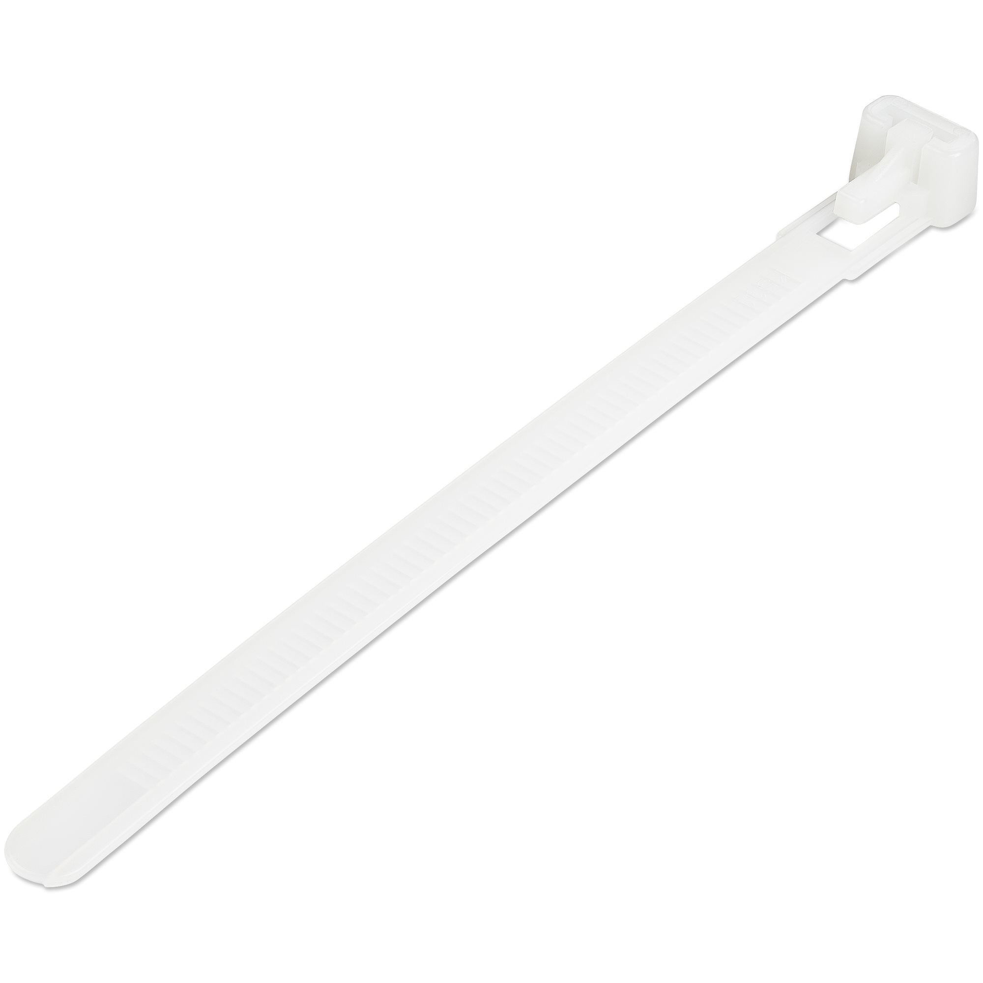 StarTech.com 5"(12cm) Reusable Cable Ties - 1/4"(7mm) wide, 1-1/8"(30mm) Bundle Dia. 50lb(22kg) Tensile Strength, Releasable Nylon Ties, Indoor/Outdoor, 94V-2/UL Listed, 100 Pack - White  - Electrical Supplies - StarTech.com