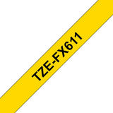 Brother TZE-FX611 DirectLabel black on yellow Laminat 6mm x 8m for Brother P-Touch TZ 3.5-18mm/6-12mm/6-18mm/6-24mm/6-36mm