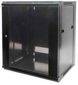 Intellinet 19" Network Cabinet - Wall Mount (Standard), 15U, 600mm Deep, Black, Flatpack, Max 60kg, Metal & Glass Door, Back Panel, Removeable Sides, Suitable also for use on desk or floor, Usable Depth 410mm, Parts for wall installation not included