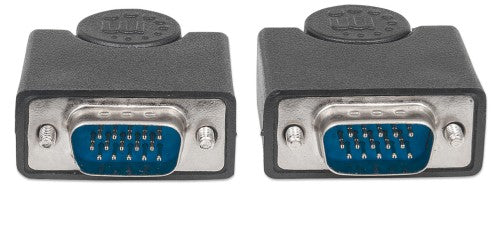 Manhattan VGA Monitor Cable, 1.8m, Black, Male to Male, HD15, Cable of higher SVGA Specification (fully compatible), Fully Shielded, Lifetime Warranty