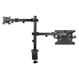 StarTech.com Monitor Arm with VESA Laptop Tray, For a Laptop (4.5kg/9.9lb) and a Single Display up to 32" (8kg/17.6lb), Black, Vented Tray, Adjustable Laptop Arm Mount, C-clamp/Grommet Mount