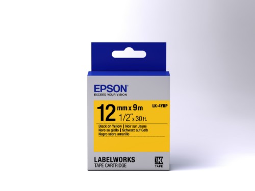 Epson C53S654008/LK-4YBP DirectLabel-etikettes black on yellow 12mm x 9m for Epson LabelWorks 4-18mm/36mm/6-12mm/6-18mm/6-24mm
