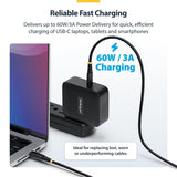 StarTech.com 1m (3ft) USB-C Charging Cable, 60W (3A) PD, Dual-Layer Braided Nylon/TPE Jacket, Rugged USB C Charging Cord, USB 2.0 Laptop Charger Cable