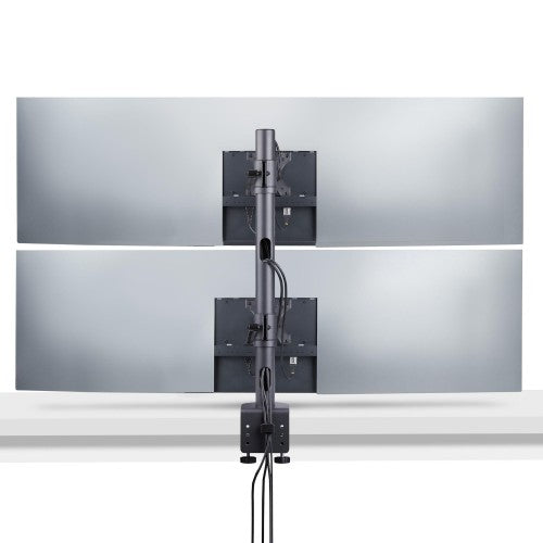 StarTech.com Desk Mount For 2x Vertically Stacked Monitors, Dual 49", Total 70lb (32kg), C-Clamp, Quick-Release VESA System, Widescreen 16:9/Ultrawide 32:9, TAA