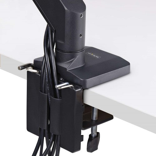 StarTech.com Crossbar Triple Monitor Desk Mount For Up To Three 27in Screens, VESA 75x75/100x100, Tool-Less Arm Adjustments, C-Clamp/Grommet, Spring-Assisted Arm