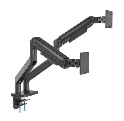 Manhattan Dual Desk Mount for TV & Monitor Mounts (Full Motion Spring), For screens 13" to 45", Clamp or Grommet Assembly, VESA compatability: 75x75 and 100x100mm - check the dimensions of the four mounting holes on back of screen to ensure it fits, Max 2