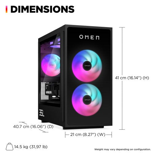 HP OMEN 35L GT16-0007na AMD Ryzen™ 7 8700G 16 GB DDR5-SDRAM 1 TB SSD NVIDIA GeForce RTX 4060 Ti Windows 11 Home Tower PC AI PC Black