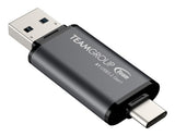 Team Group X1 USB 3.2 Gen1 USB flash drive 64 GB USB Type-A / USB Type-C 3.2 Gen 1 (3.1 Gen 1) Black, Grey