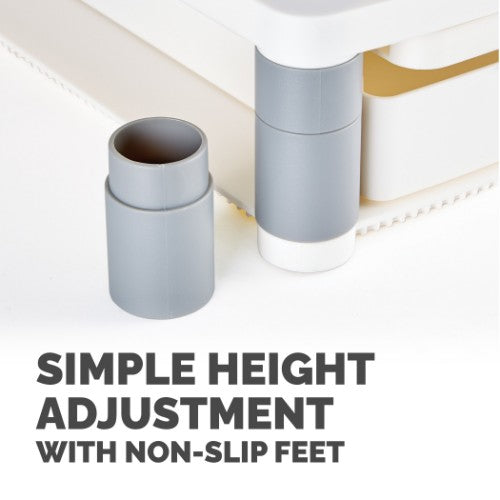Fellowes Computer Monitor Stand with 3 Height Adjustments - Premium Monitor Riser Plus with Cable Management - Ergonomic Adjustable Monitor Stand for Computers - Max Weight 36KG/Max Size 21" - Platinum