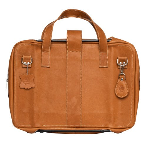 R-Go Tools Laptop bag R-Go Viva, full-grain leather, with integrated laptop stand, shoulder strap, 15.6-inch, brown