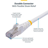 StarTech.com 50cm White CAT8 Ethernet Cable, Snagless RJ45, 25G/40G, 2000MHz, 100W PoE++, S/FTP, 26AWG Pure Bare Copper Wire, LSZH, Shielded Network Patch Cord w/Strain Reliefs, Individually Tested