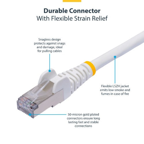 StarTech.com 12m White CAT8 Ethernet Cable, Snagless RJ45, 25G/40G, 2000MHz, 100W PoE++, S/FTP, 26AWG Pure Bare Copper Wire, LSZH, Shielded Network Patch Cord w/Strain Reliefs, Individually Tested
